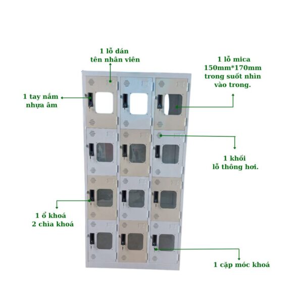 TỦ LOCKER SẮT 12 NGĂN MICA