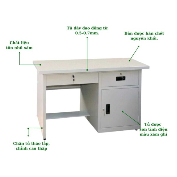 BÀN SẮT 2 HỘC KÉO 1 CÁNH MỞ
