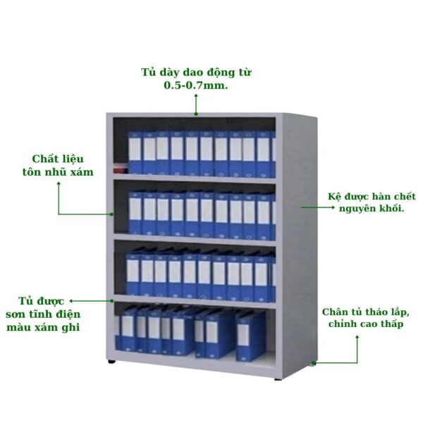 KỆ SẮT ĐỰNG HỒ SƠ VĂN PHÒNG 4 TẦNG - Ảnh 3