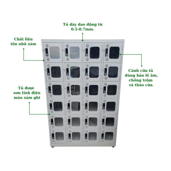 TỦ LOCKER SẮT 24 NGĂN MICA