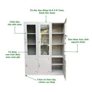 TỦ SẮT 3 CÁNH KÍNH, 3 CÁNH TÔN