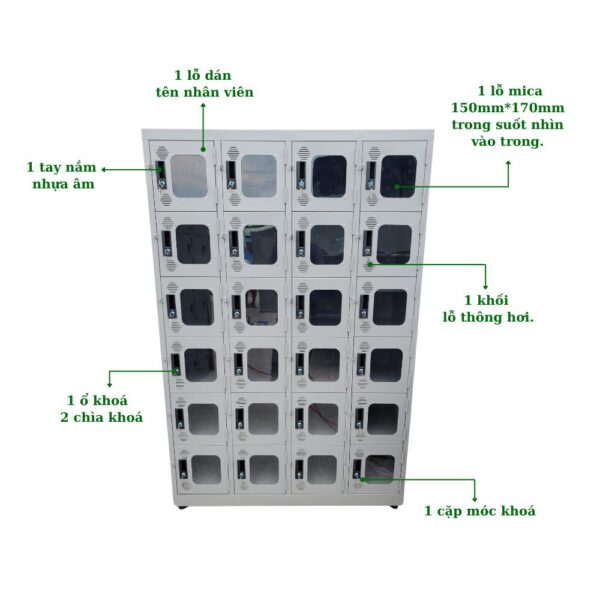 TỦ LOCKER SẮT 24 NGĂN MICA