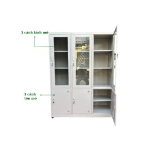 TỦ SẮT 3 CÁNH KÍNH, 3 CÁNH TÔN