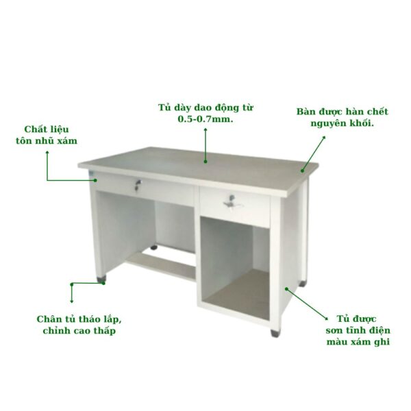 BÀN SẮT 2 HỘC KÉO 1 Ô TRỐNG