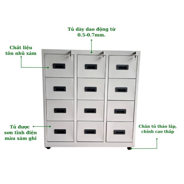 TỦ HỘC KÉO SẮT 12 NGĂN