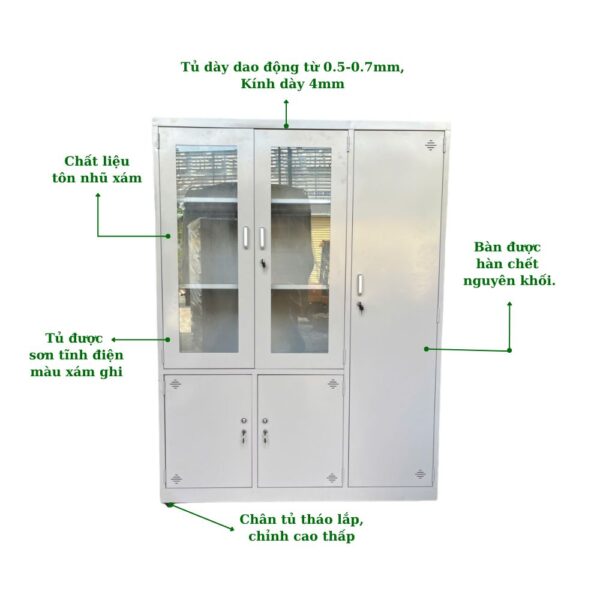 TỦ SẮT 2 CÁNH KÍNH MỞ, 3 CÁNH TÔN MỞ