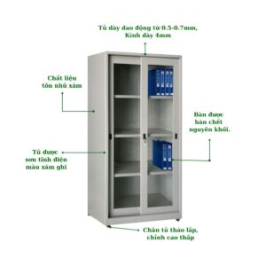 TỦ SẮT 2 CÁNH KÍNH LÙA
