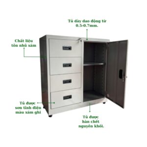 TỦ HỘC KÉO SẮT 4 NGĂN, 1 CÁNH MỞ