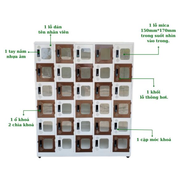 TỦ LOCKER SẮT 30 NGĂN MICA