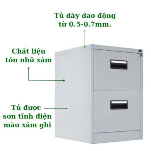 TỦ HỘC KÉO SẮT 2 NGĂN