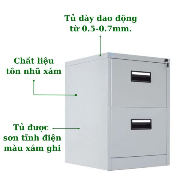 TỦ HỘC KÉO SẮT 2 NGĂN
