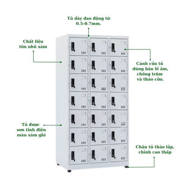 TỦ LOCKER SẮT 21 NGĂN