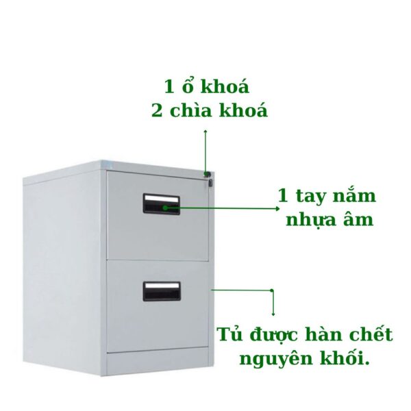 TỦ HỘC KÉO SẮT 2 NGĂN