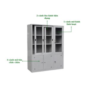 TỦ SẮT 2 CÁNH KÍNH LÙA 1 CÁNH KÍNH MỞ 3 CÁNH TÔN MỞ