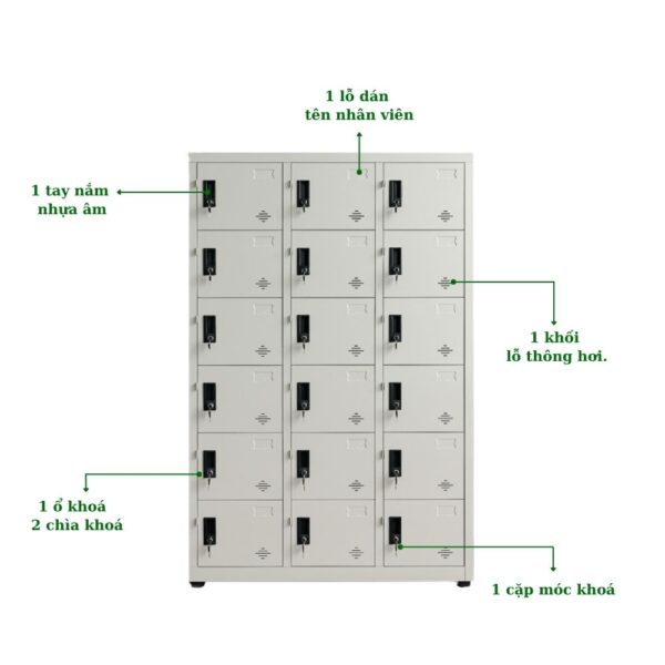 TỦ LOCKER SẮT 18 NGĂN