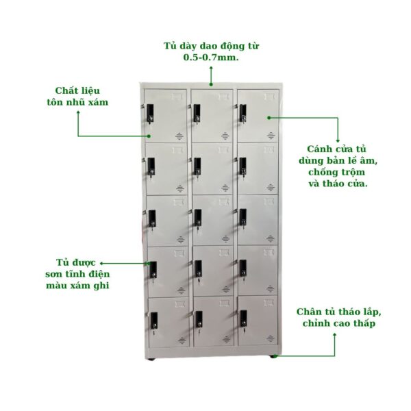 TỦ LOCKER SẮT 15 NGĂN