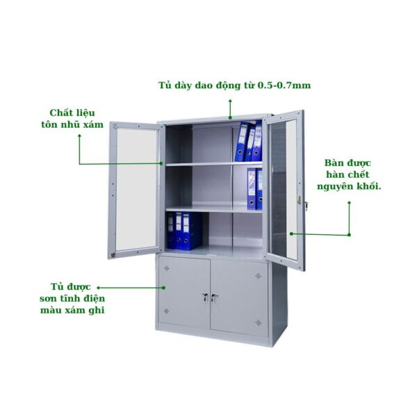 TỦ SẮT 2 CÁNH KÍNH MỞ, 2 CÁNH TÔN MỞ