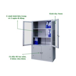 TỦ SẮT 2 CÁNH KÍNH MỞ, 2 CÁNH TÔN MỞ