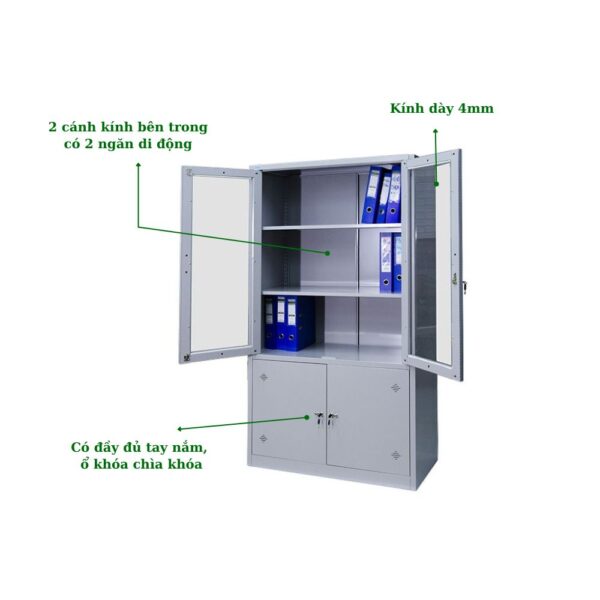TỦ SẮT 2 CÁNH KÍNH MỞ, 2 CÁNH TÔN MỞ