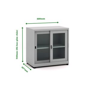 TỦ SẮT TÀI LIỆU CÁNH KÍNH LÙA THẤP