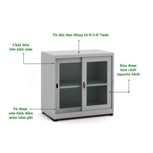 TỦ SẮT TÀI LIỆU CÁNH KÍNH LÙA THẤP