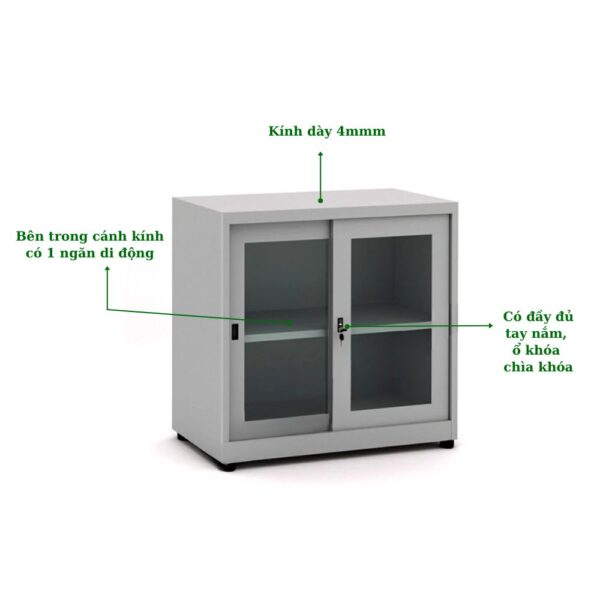 TỦ SẮT TÀI LIỆU CÁNH KÍNH LÙA THẤP