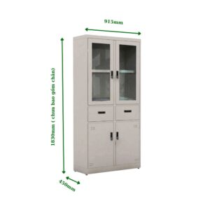 TỦ SẮT 2 CÁNH KÍNH MỞ 2 HỘC KÉO 2 CÁNH TÔN MỞ
