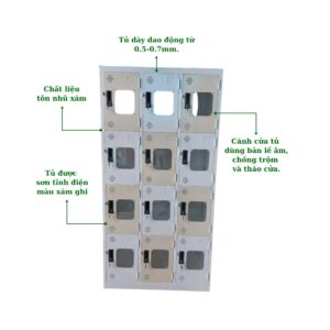 TỦ LOCKER SẮT 12 NGĂN MICA