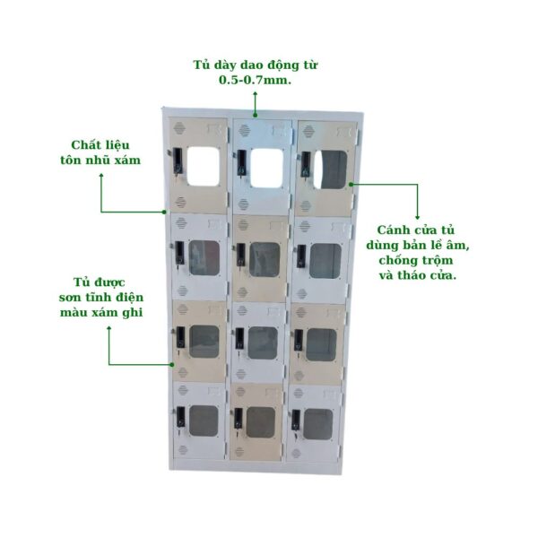 TỦ LOCKER SẮT 12 NGĂN MICA