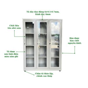 Tủ Sắt 3 Cánh Kính Mở Suốt