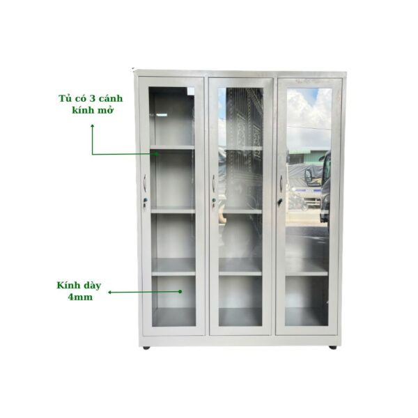 Tủ Sắt 3 Cánh Kính Mở Suốt