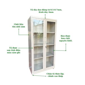 TỦ SẮT 2 CÁNH KÍNH MỞ