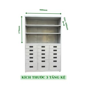 TỦ HỘC KÉO SẮT 8 NGĂN, KỆ 3 TẦNG