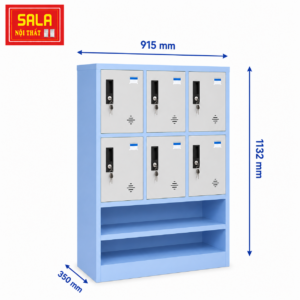 TỦ LOCKER SẮT 6 NGĂN, 2 KHOANG ĐỂ ĐỒ CHO HỌC SINH