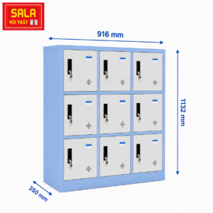 TỦ LOCKER SẮT 9 NGĂN ĐỂ ĐỒ CHO HỌC SINH